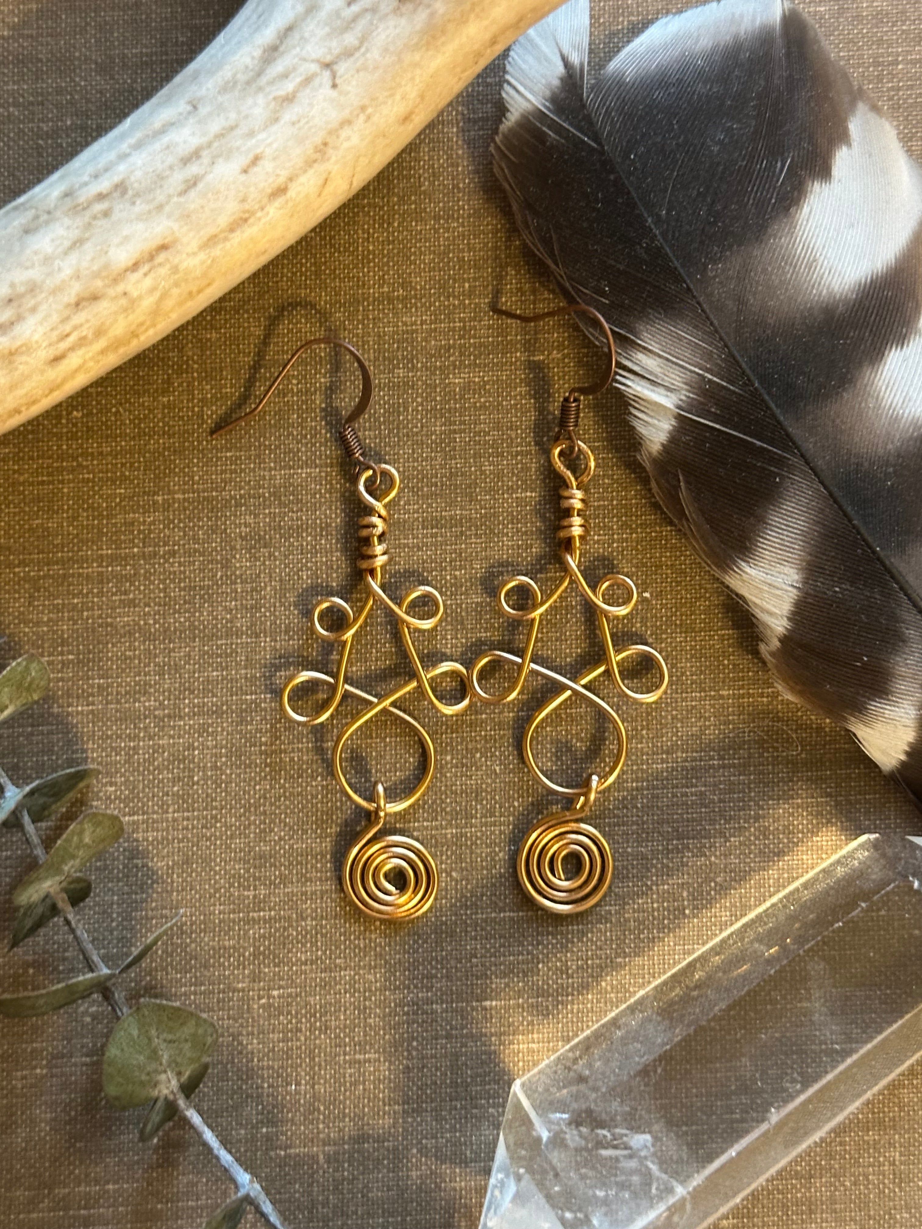 Elven Knot Spiral Earrings (Brass)
