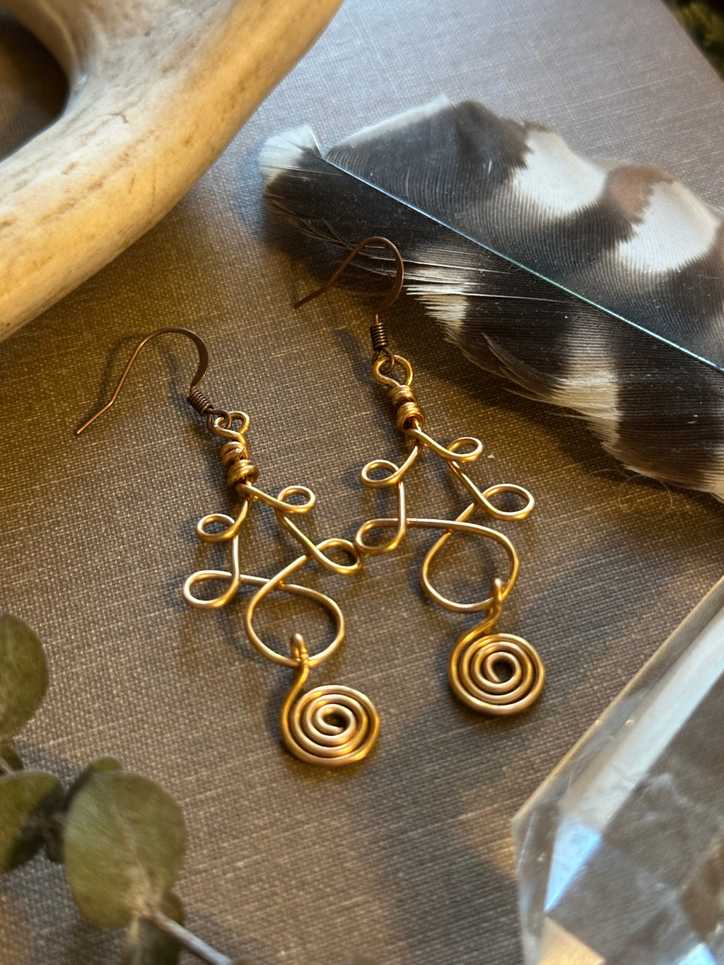 Elven Knot Spiral Earrings (Brass)